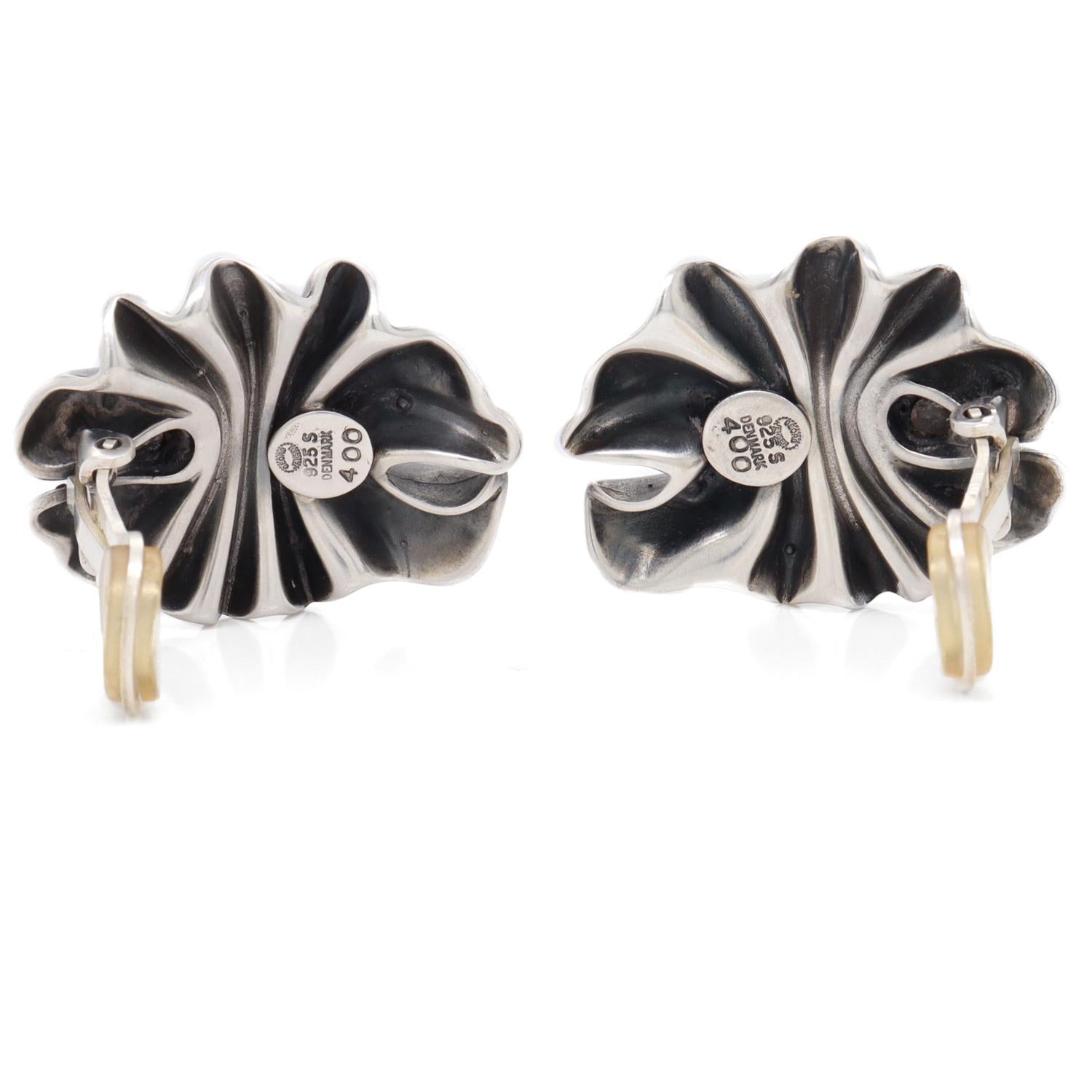Georg Jensen Lene Munthe Sterling Silver & 18K Yellow Gold #400 Clip-On Earrings For Sale 7