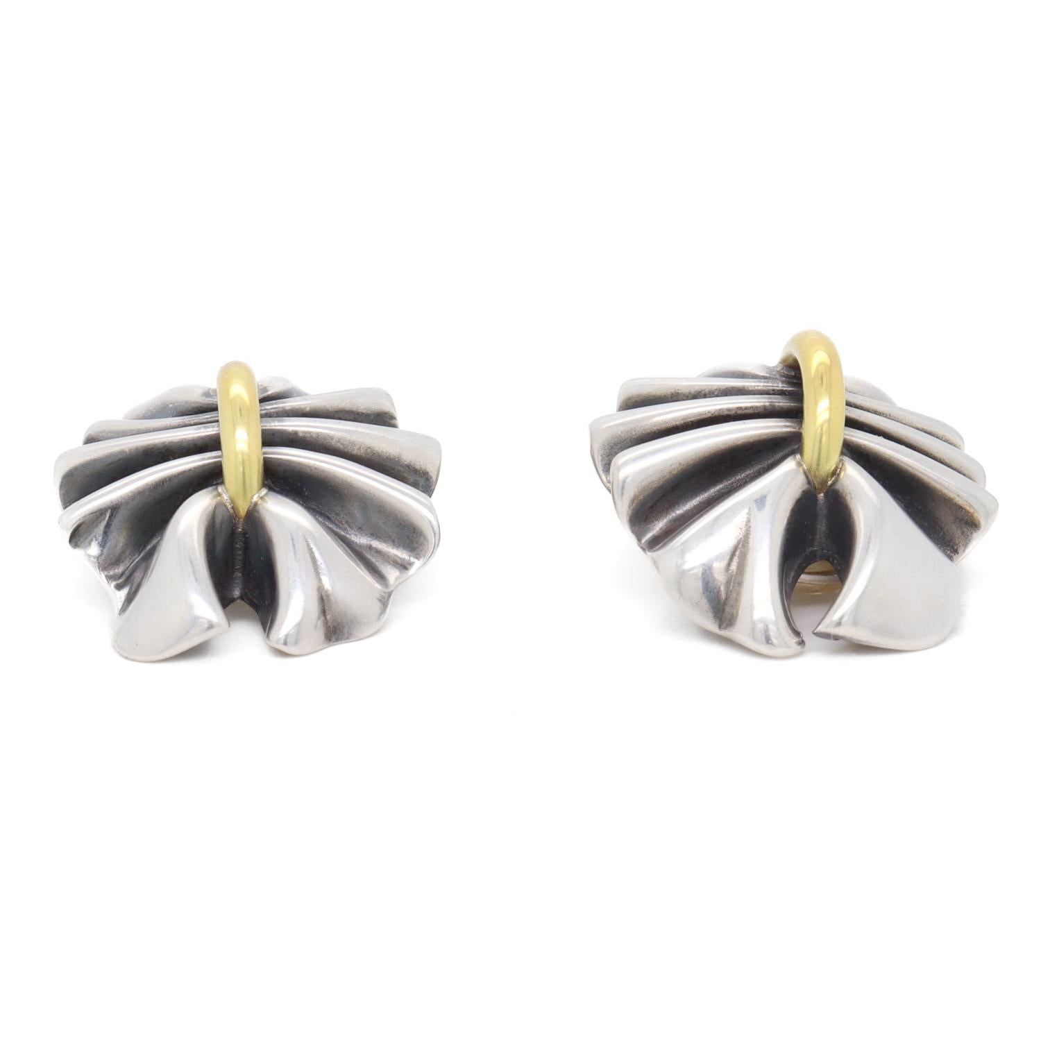 Georg Jensen Lene Munthe Sterling Silver & 18K Yellow Gold #400 Clip-On Earrings For Sale 2