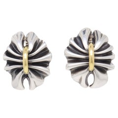 Georg Jensen Lene Munthe Pendientes de clip de plata de ley y oro amarillo de 18 quilates #400