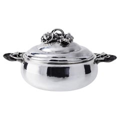 Georg Jensen Lidded "Rose" Tureen With Ebony Handles #417
