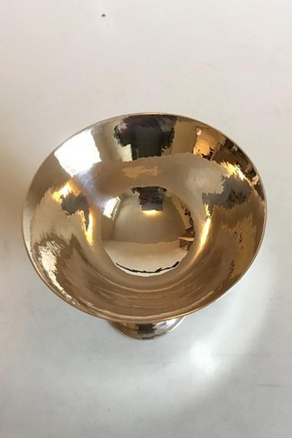 Art Nouveau Georg Jensen Light Hammered Silver Bowl on Oval Foot No 6 For Sale