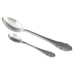 Antique Georg Jensen. "Lily of the Valley" salt spoon and tea spoon in sterling silver.