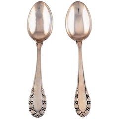 Grande cuillère à soupe/ dîner Lily of the Valley en argent Georg Jensen, deux pièces