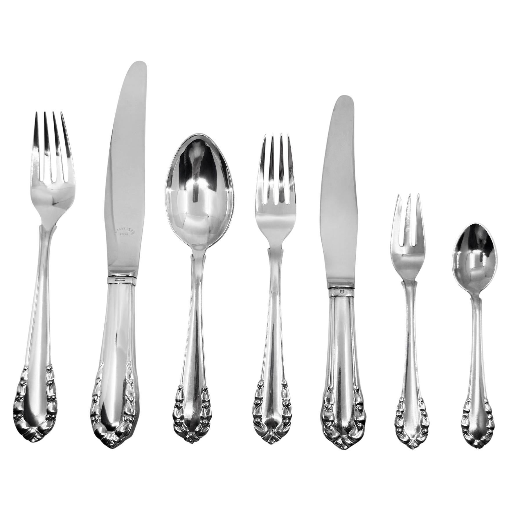 Georg Jensen Lily of the Valley Silverware Set For Sale