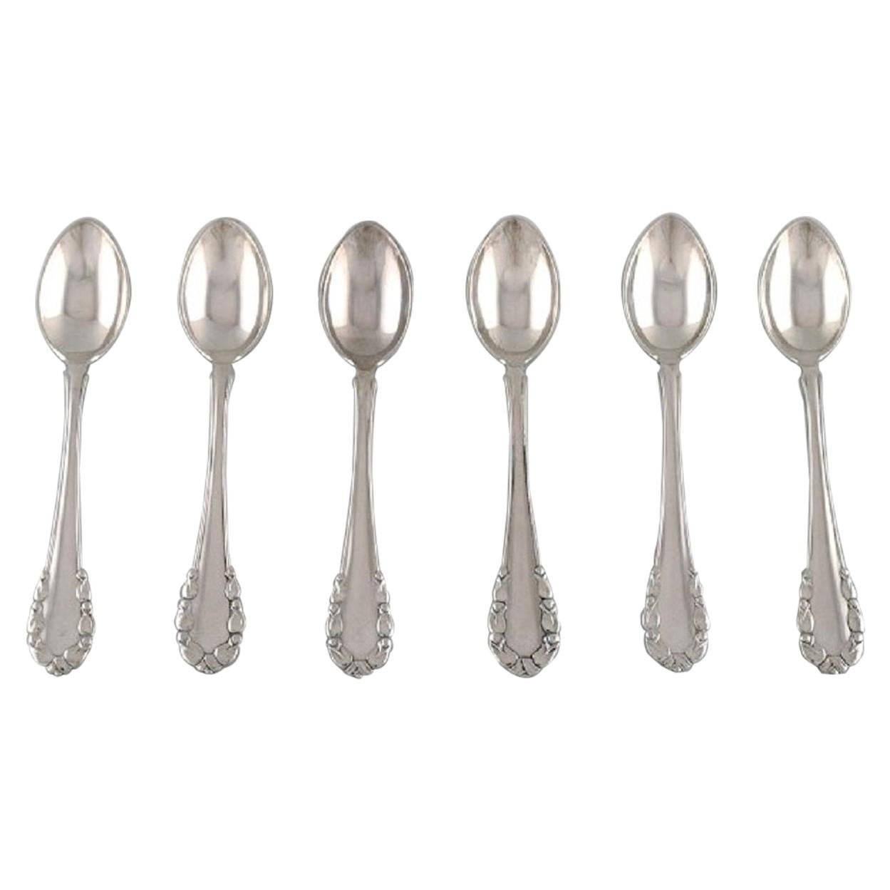 Georg Jensen "Lily of the Valley", Six Coffee Spoons in All Silver, 1915-1930