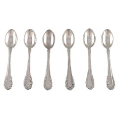 Antique Georg Jensen "Lily of the Valley", Six Coffee Spoons in All Silver, 1915-1930