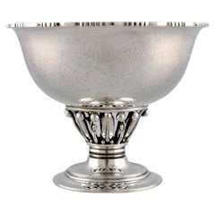 Georg Jensen Schale / Kompottschale „Louvre“ aus Sterlingsilber. Jugendstil-Stil.