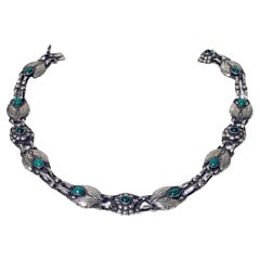 Georg Jensen Collana in malachite e argento n.1 C.A. Jensen