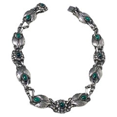 Georg Jensen Malachite and Sterling Silver Necklace No 1.