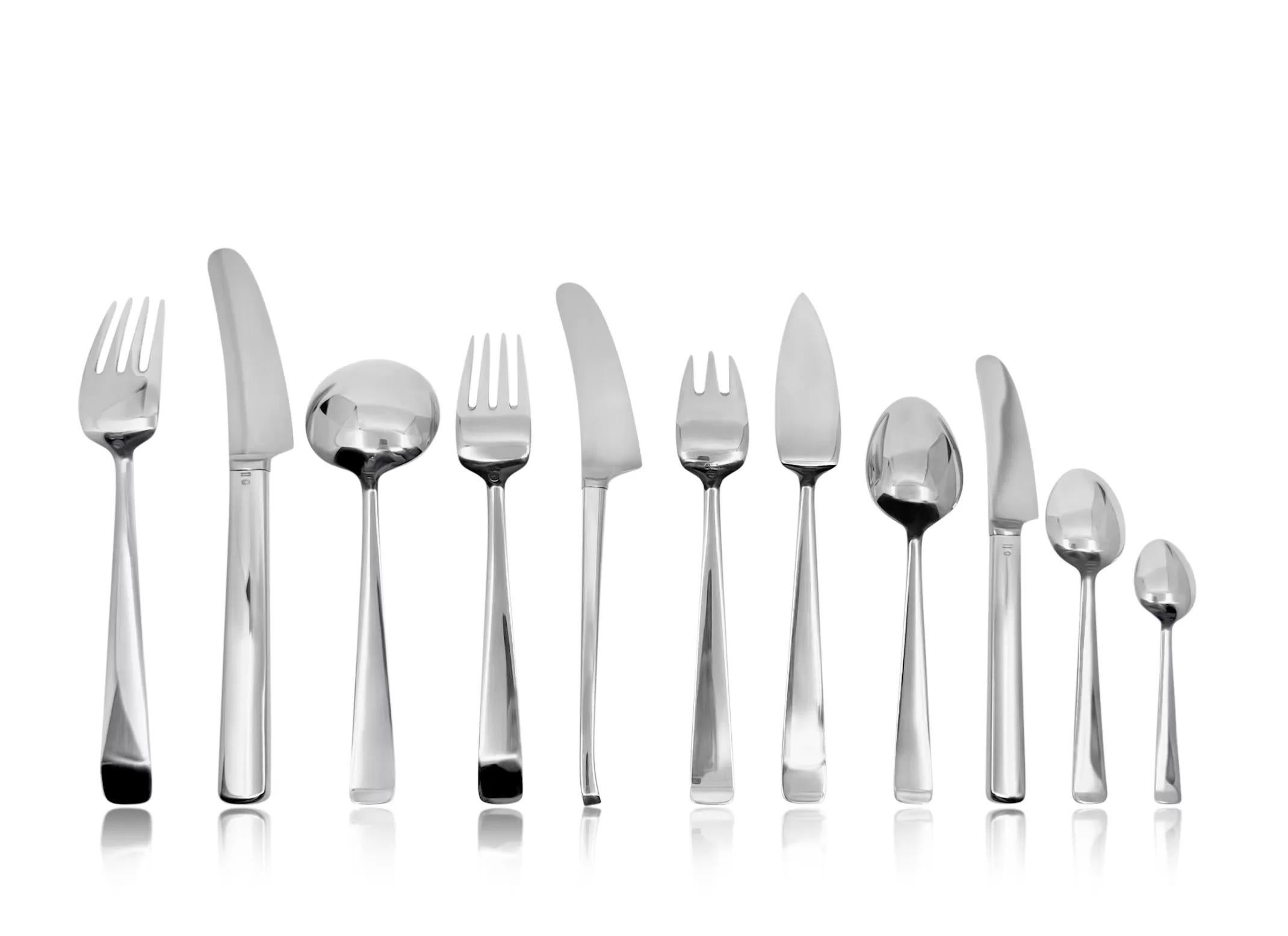 Mid-Century Modern Georg Jensen Margrethe Sterling Silverware Set For Sale