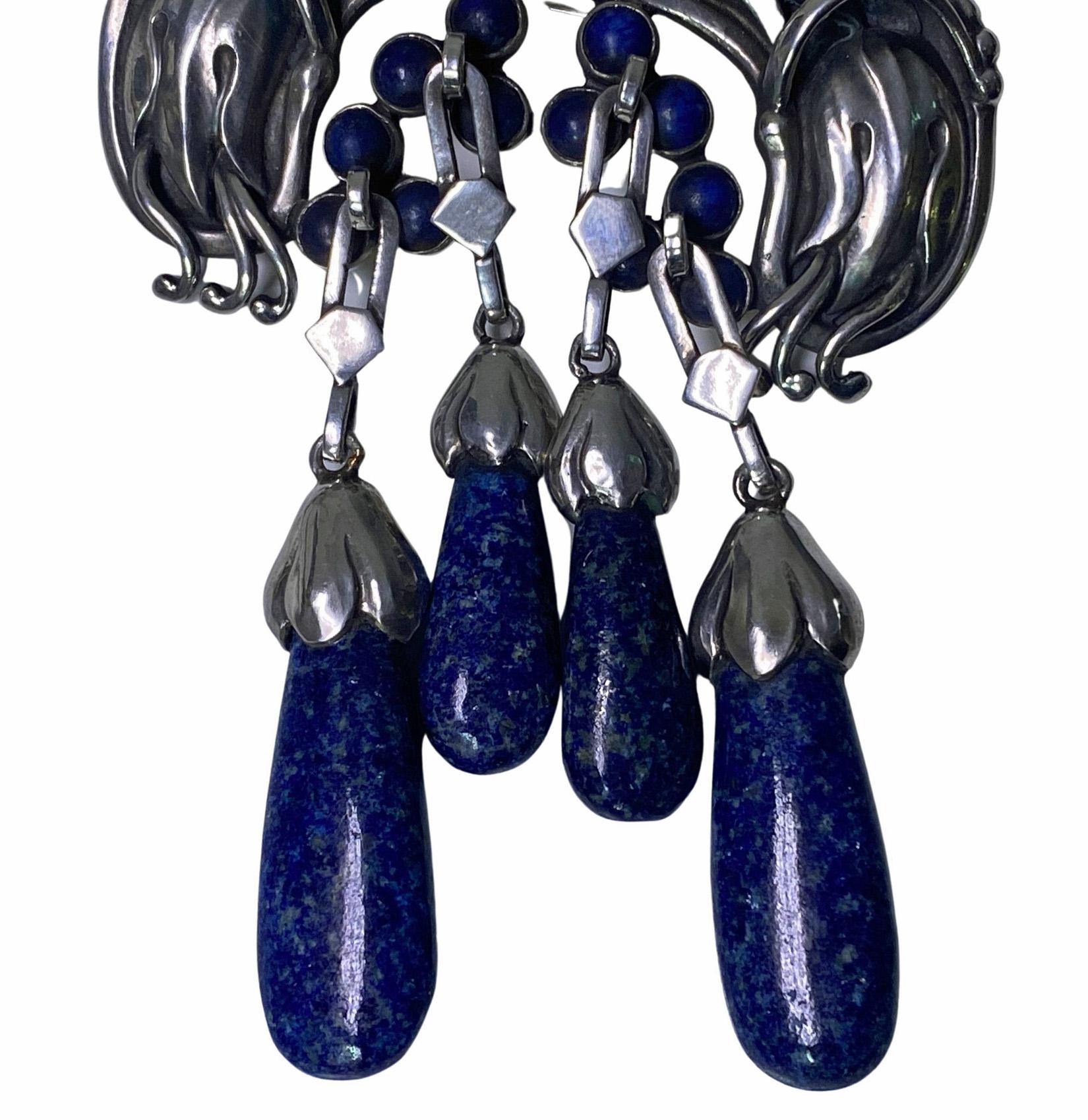 Georg Jensen Master Brooch Sterling Silver Lapis Lazuli, C.1930 In Good Condition In Toronto, ON
