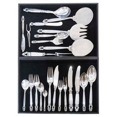 GEORG JENSEN, Ménagère “Acorn” Solid silver 925