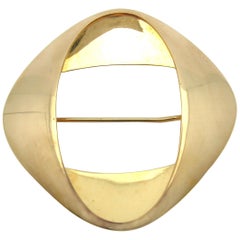 Georg Jensen Midcentury Abstract Brooch 18 Karat Gold
