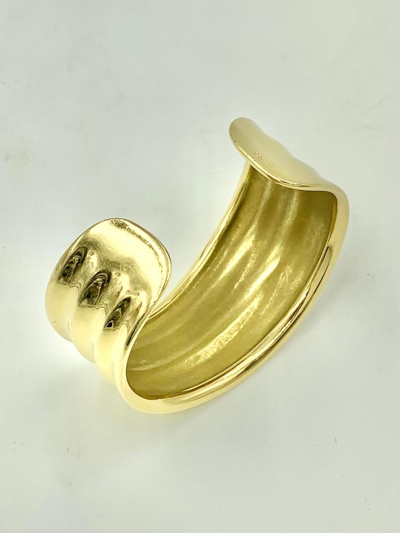 Georg Jensen Minas Spiridis Large 18K Yellow Gold Cuff Bracelet, 1990's 2