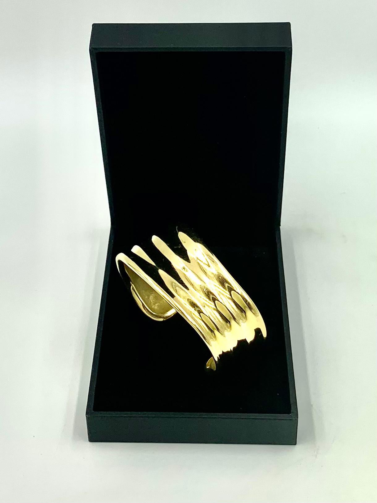 Georg Jensen Minas Spiridis Large 18K Yellow Gold Cuff Bracelet, 1990's 5