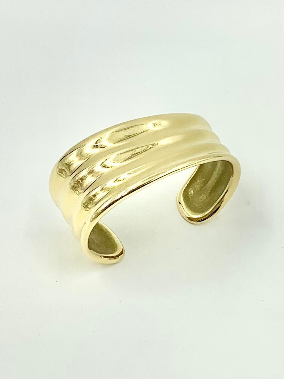 Modernist Georg Jensen Minas Spiridis Large 18K Yellow Gold Cuff Bracelet, 1990's