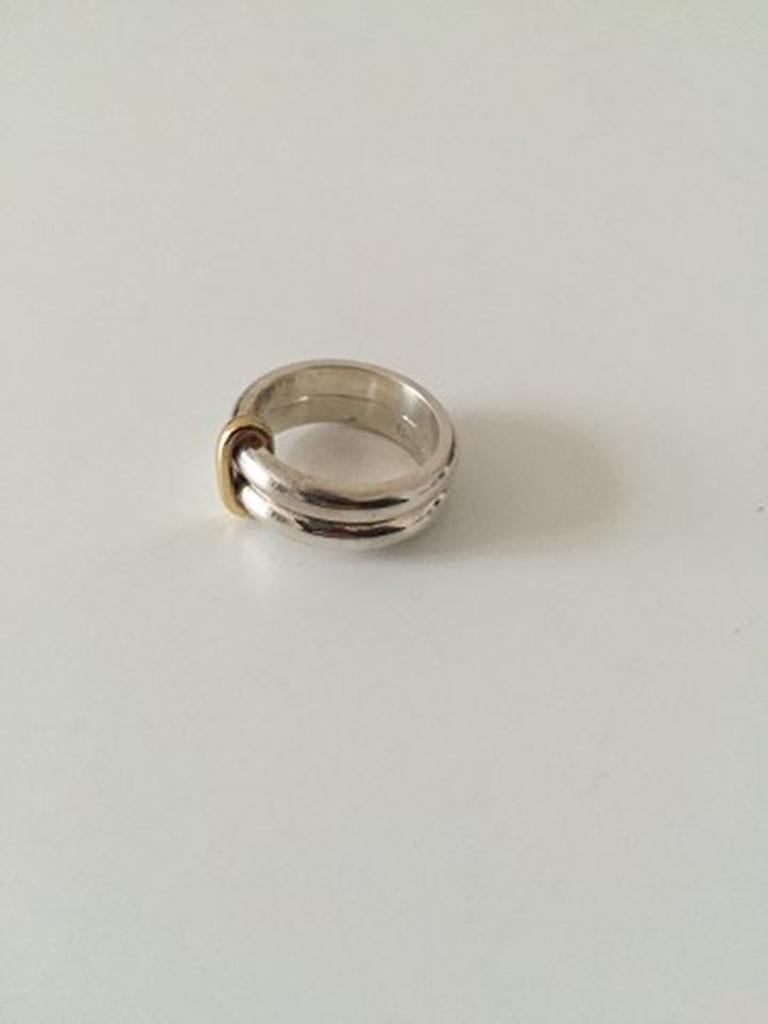 Georg Jensen Modern Sterling Silver Double Ring No A119. In good condition. Ring Size 51 / US 5 1/2. Weighs 9 g / 0.30 oz.