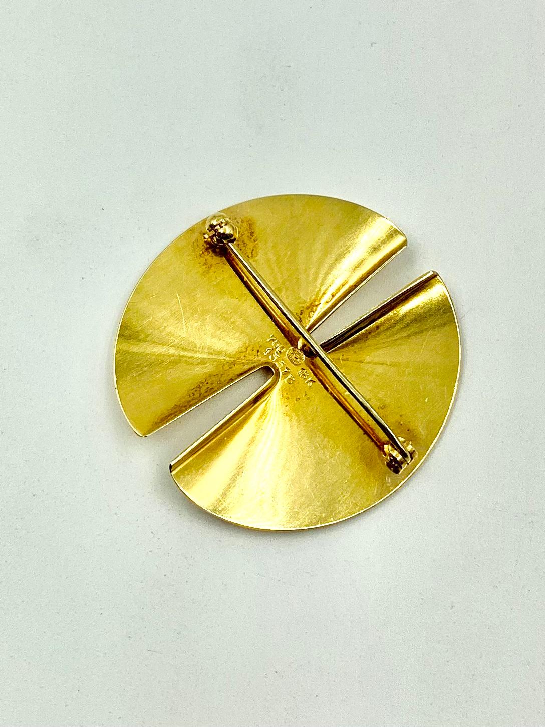 Georg Jensen Modernist 18K Yellow Gold Brooch, Pendant, Nana Ditzel In Good Condition In New York, NY