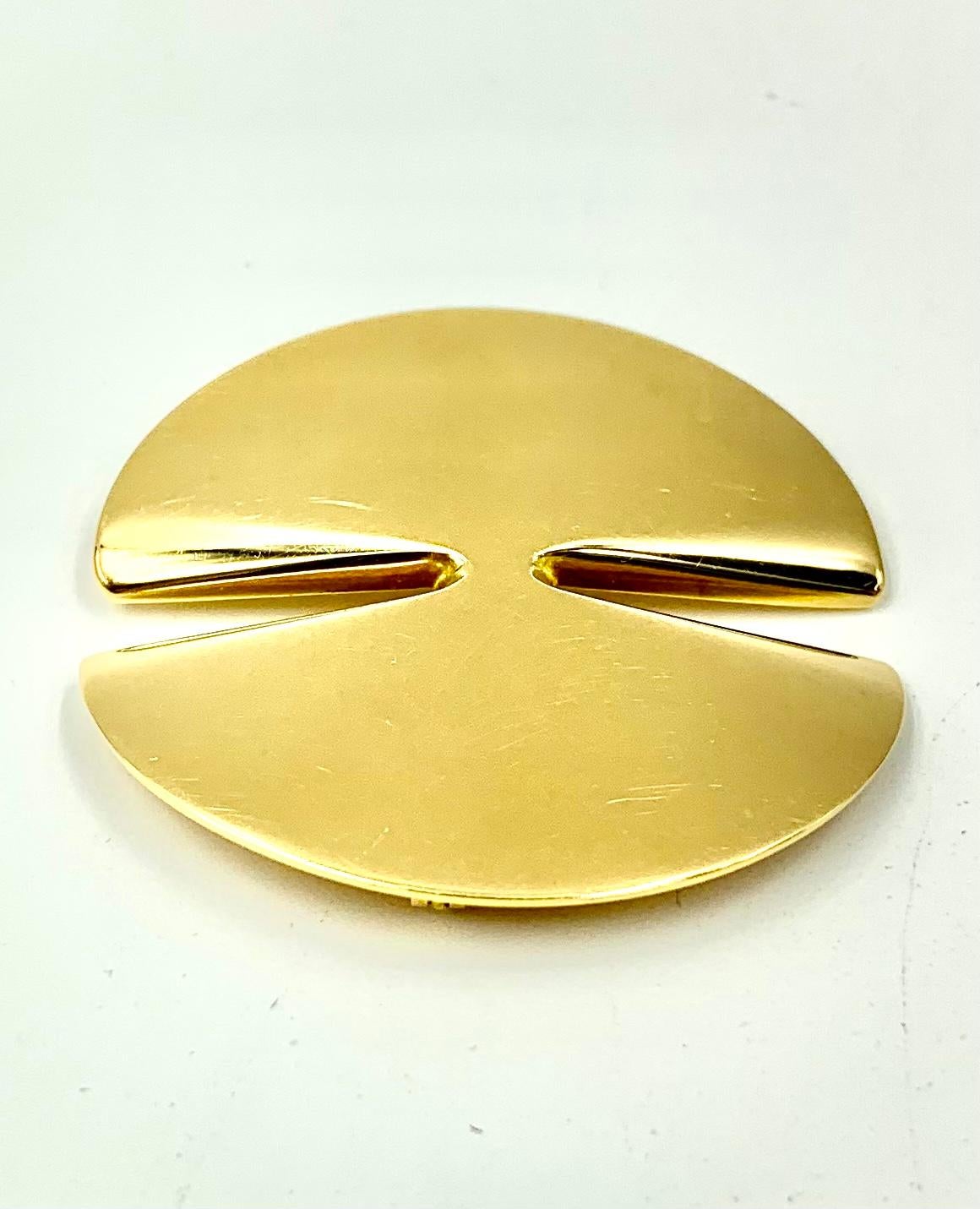Georg Jensen Modernist 18K Yellow Gold Brooch, Pendant, Nana Ditzel 1