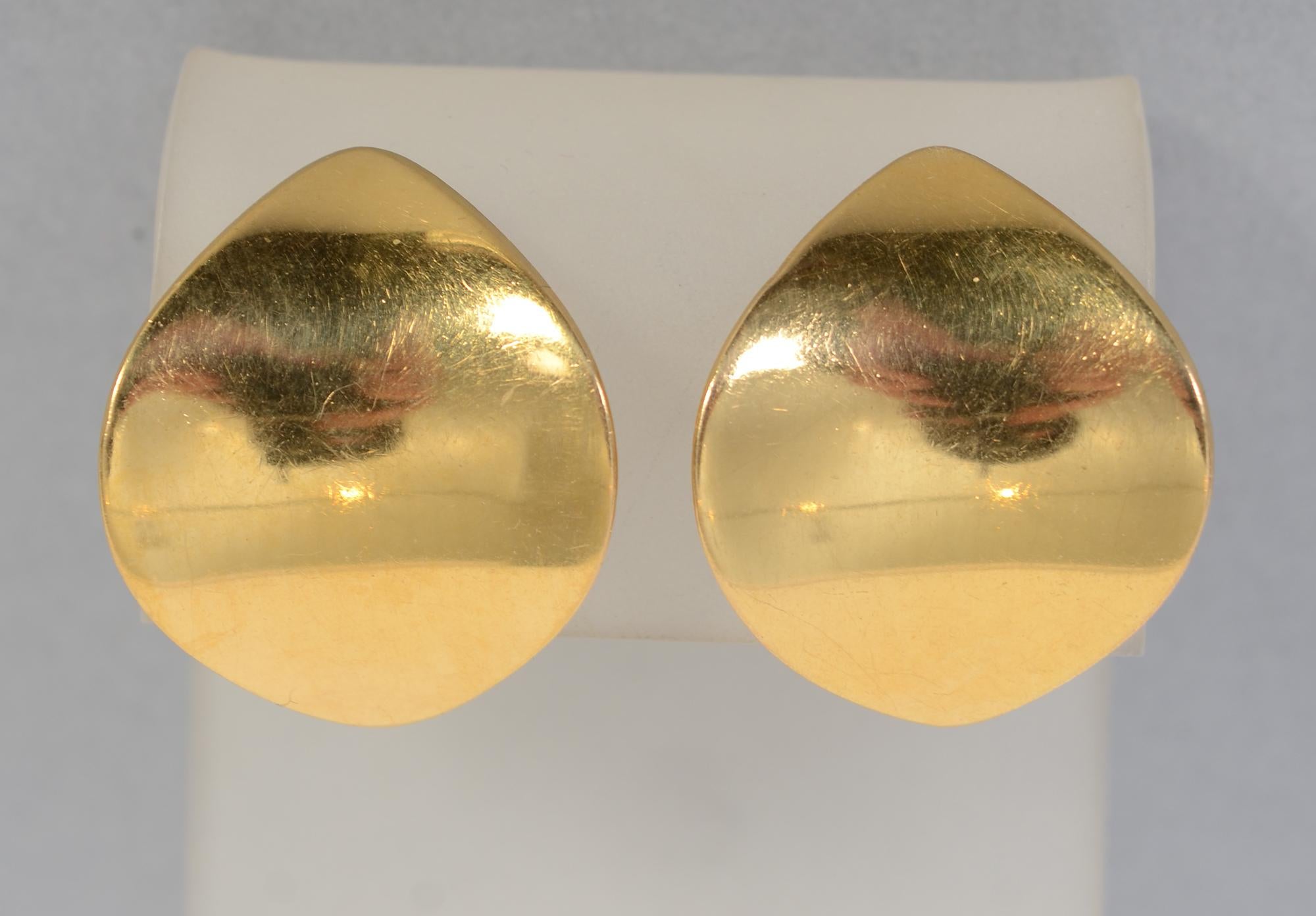 Georg Jensen Modernist Gold Earrings In Excellent Condition In Darnestown, MD