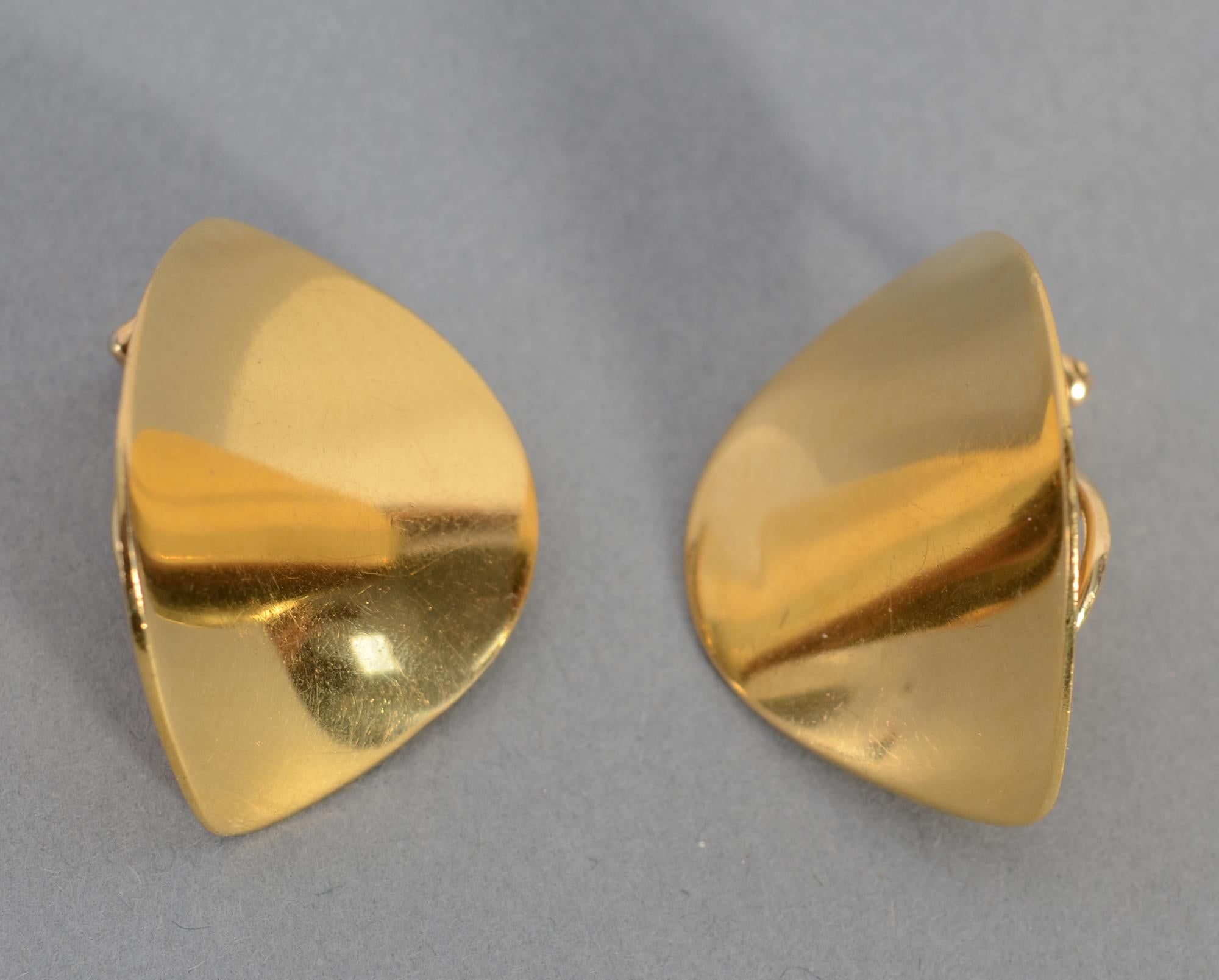 Women's or Men's Georg Jensen Modernist Gold Earrings