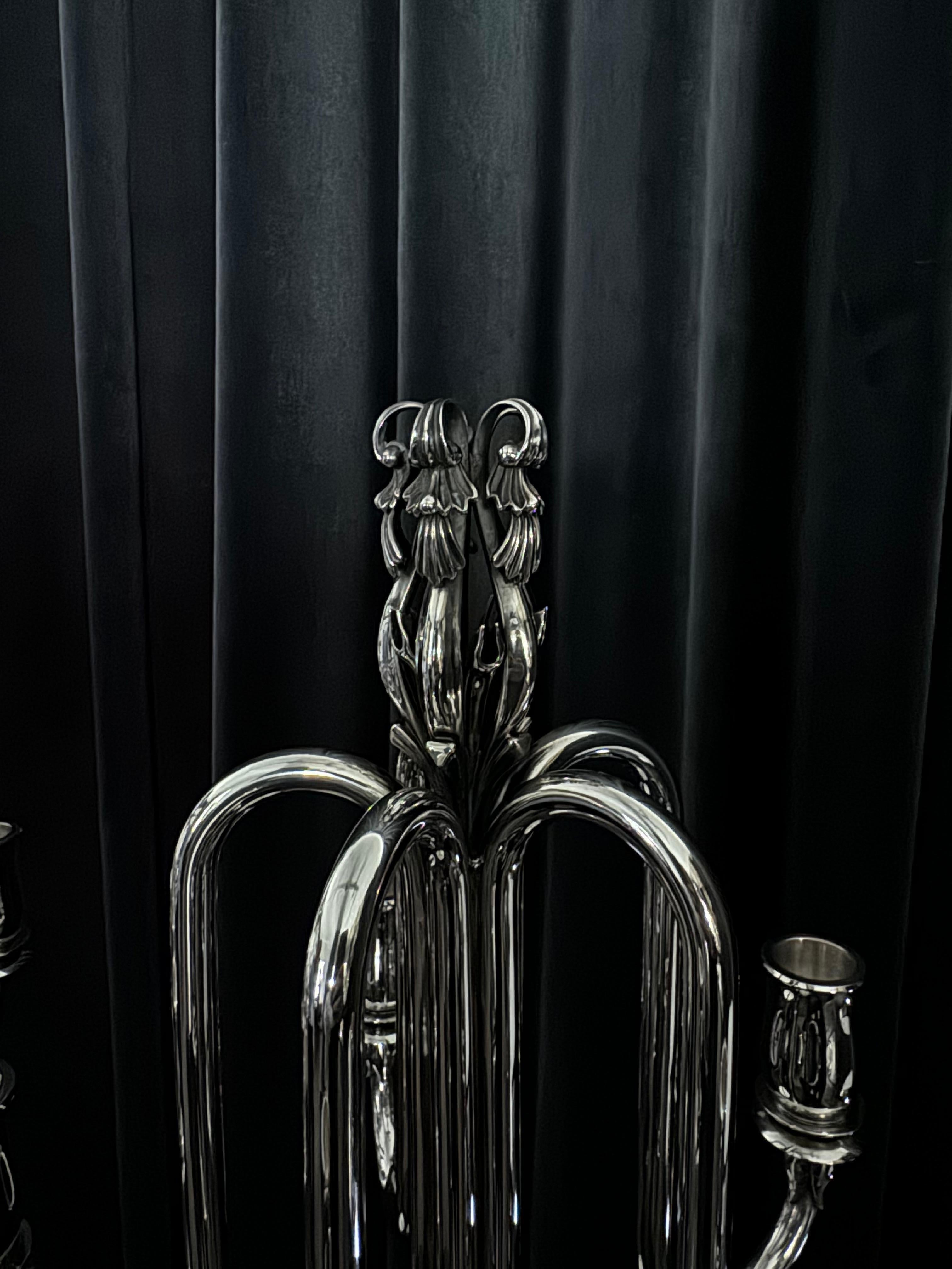 Danish Georg Jensen Monumental Sterling Silver Candelabra