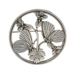 Georg Jensen Moonlight Blossom Brooch Sterling 925 Butterflies & Flowers Pin