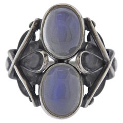 Georg Jensen Anello in argento con pietra di luna in fiore 48