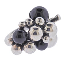 Georg Jensen Moonlight Grapes Silver Onyx Ring 551 H