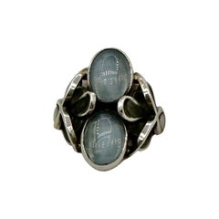 Georg Jensen Anello con pietra di luna 48 Danimarca A. Silver Modernista Scandinavo