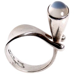 Georg Jensen Moonstone Ring Designed by Vivianna Torun Bulow-Hube Denmark