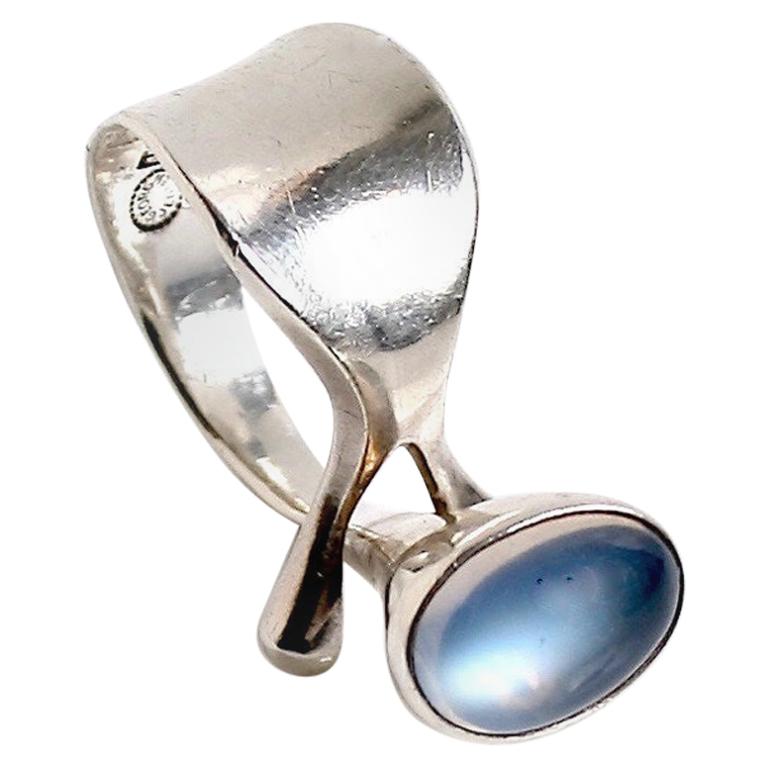 Georg Jensen moonstone ring designed by Vivianna Torun Bulow-Hube Denmark For Sale