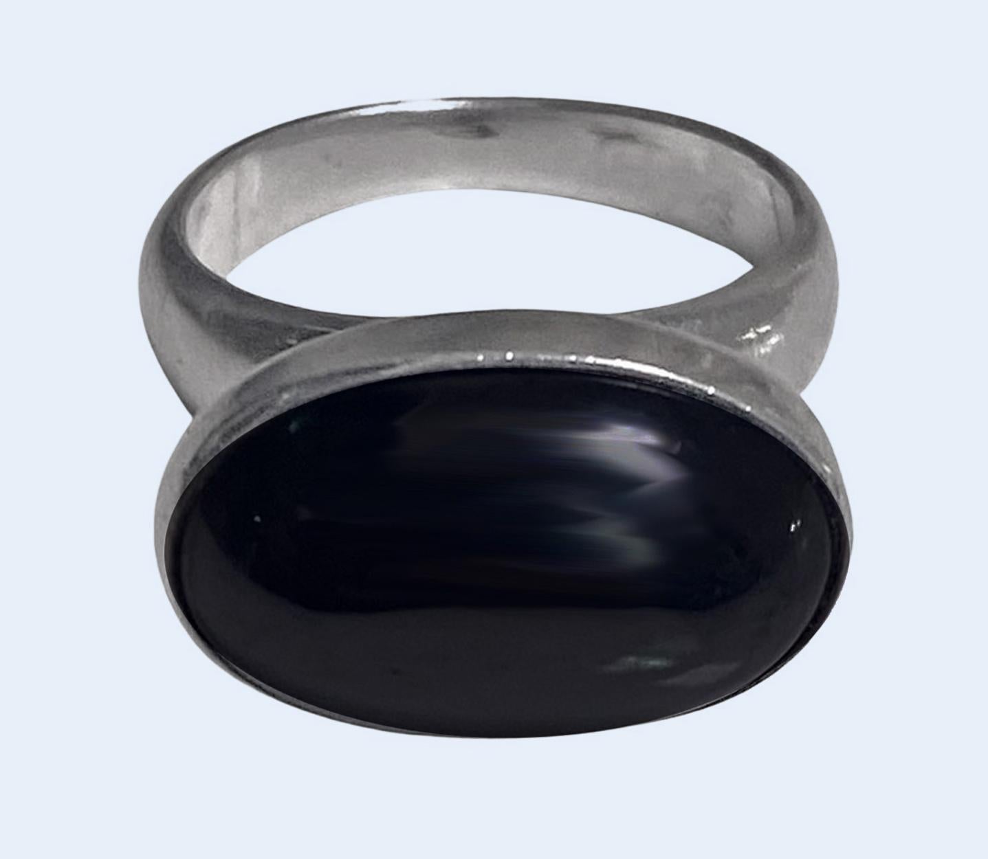 Georg Jensen Nanna Ditzel Ring C.1960 Hematite # 123B. Full Georg Jensen marks and number 123B,. Ring size 6.5. Item Weight: 9.43 grams. Reflections from photography only. Very nice condition.