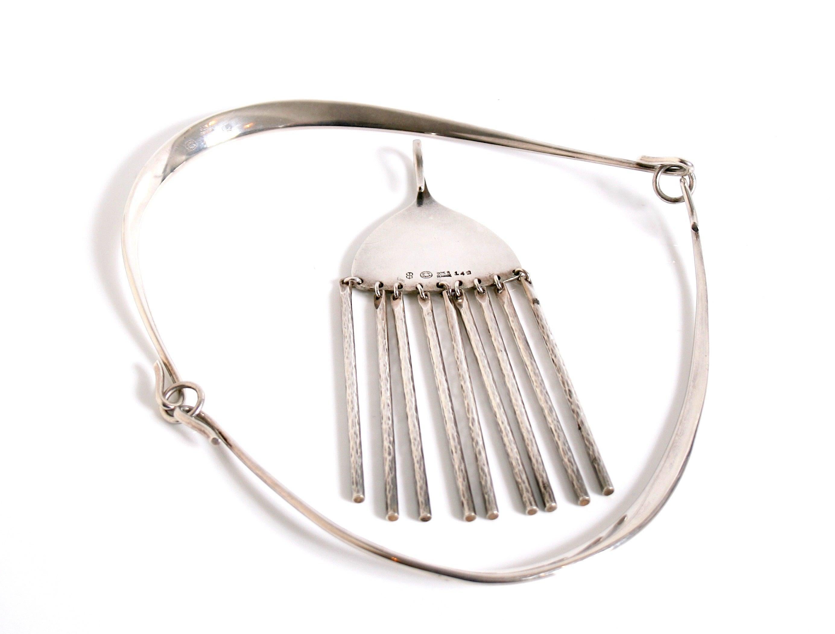 Modernist Georg Jensen Neckring and Pendant Designed by Bent Gabrielsen Denmark For Sale