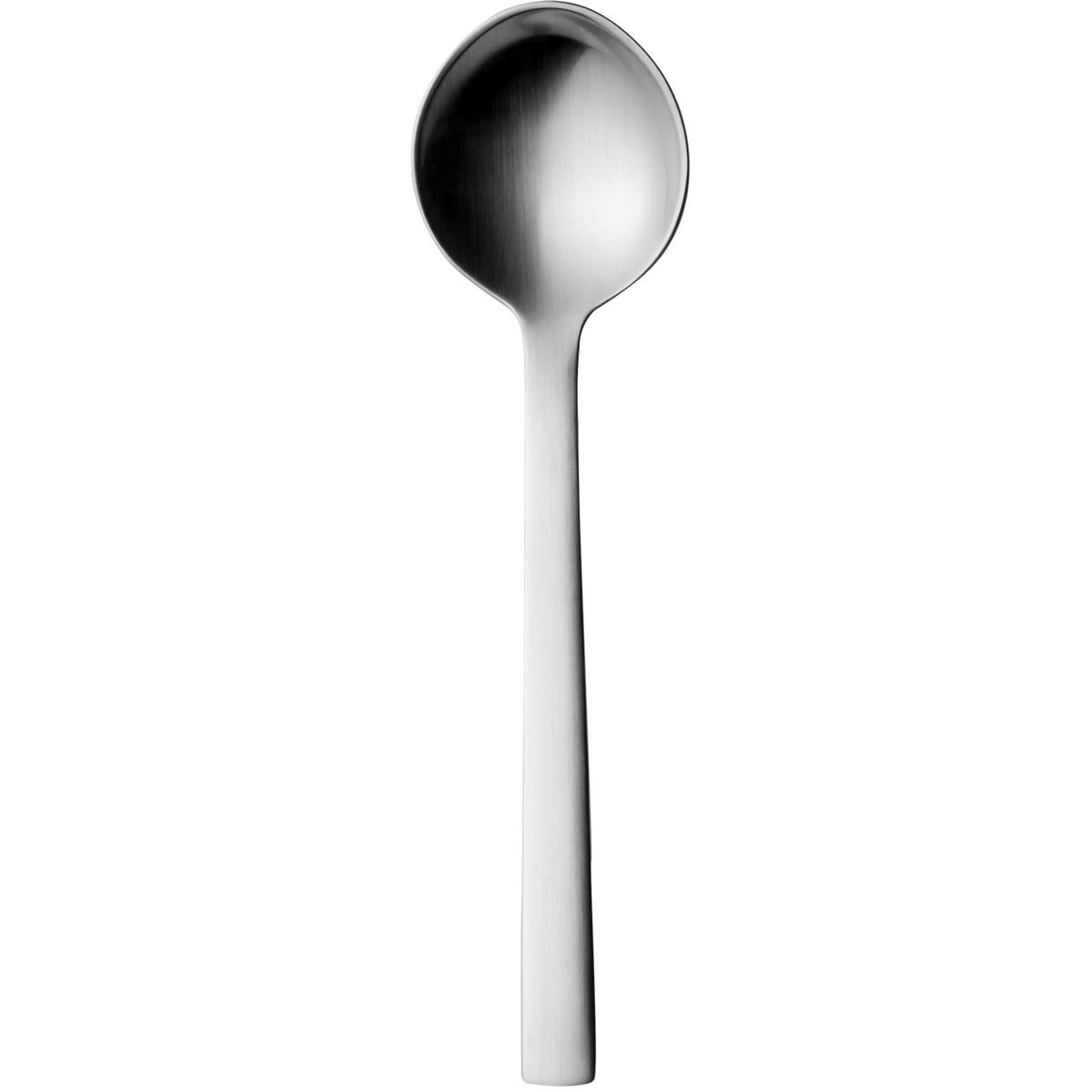 Stainless steel dessert spoon. Form and function merge seamlessly and beautifully in the New York cutlery set. Henning Koppel's iconic stainless steel knives, forks and spoons look as modern today as they did when first designed.