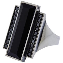 Georg Jensen Nocturne Black Diamond Onyx Sterling Silver Ring