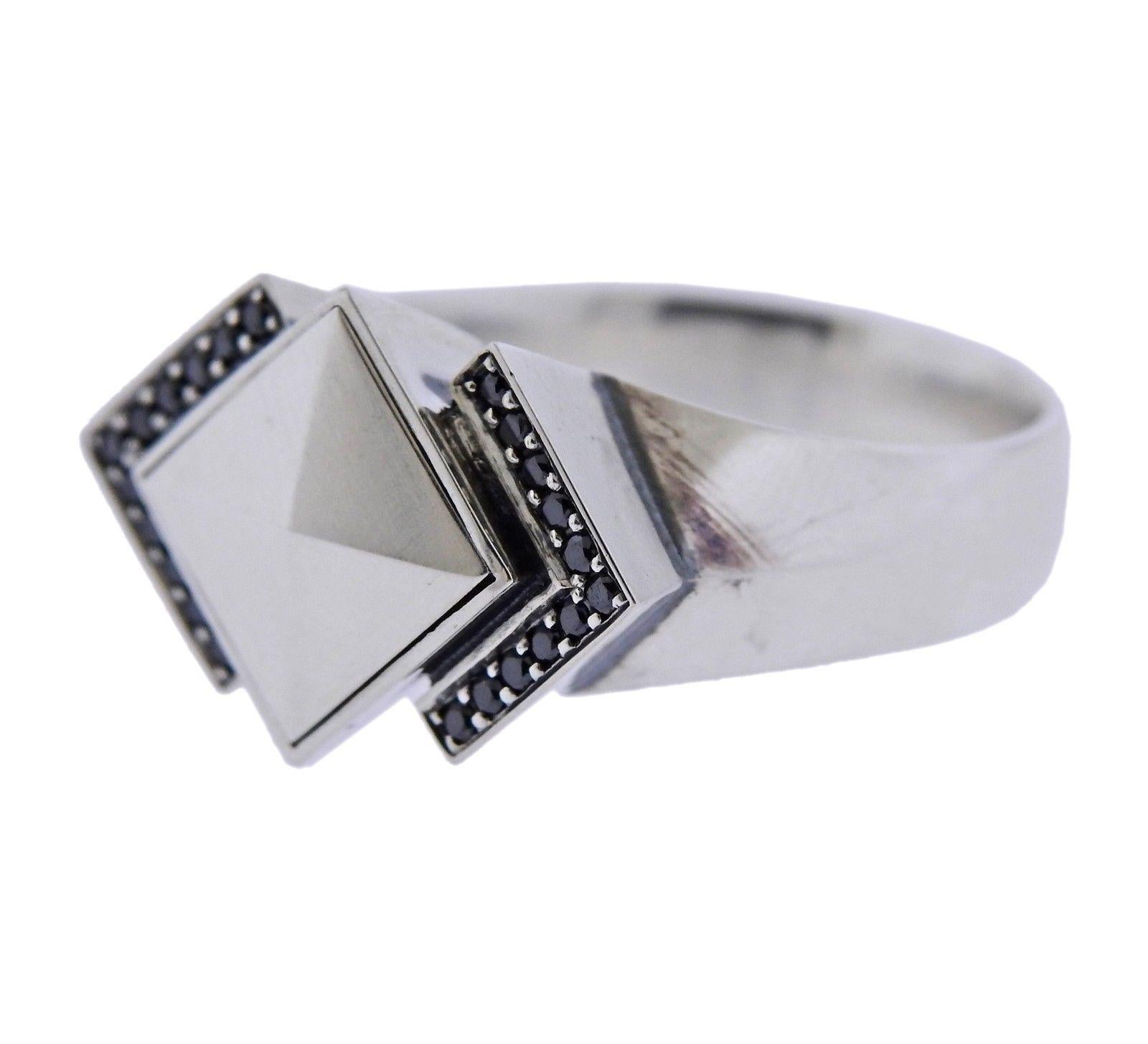 Georg Jensen Nocturne Black Diamond Sterling Silver Ring For Sale at ...