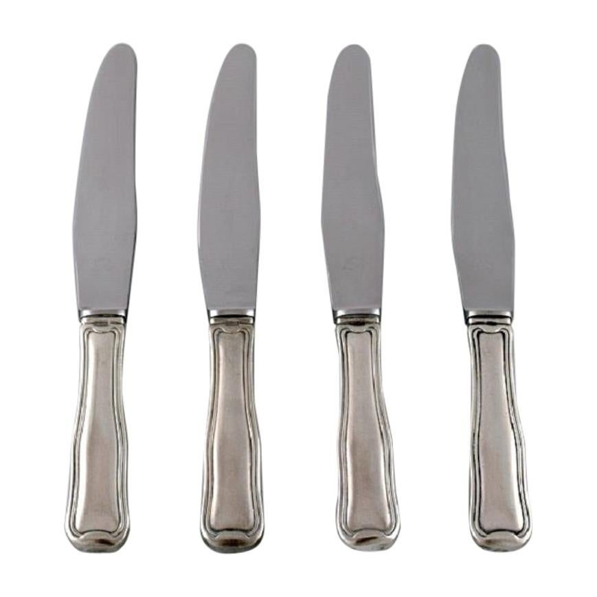 Georg Jensen Old Danish Cutlery, Four Lunch Knives