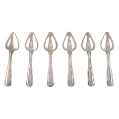 Georg Jensen Old Danish Cutlery, Set of Six Grape Fruit Spoons, Sterling Silver