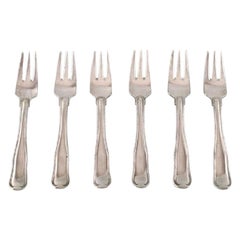 Georg Jensen Old Danish Cutlery, Set of Six Pastry Forks in Sterling Silver