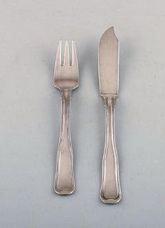 Georg Jensen Old Danish Fish Cutlery in Sterling Silver. Set for Four People