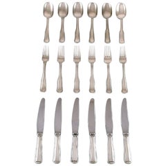 Vintage Georg Jensen Old Danish Lunch Cutlery in Sterling Silver, Set for Six People
