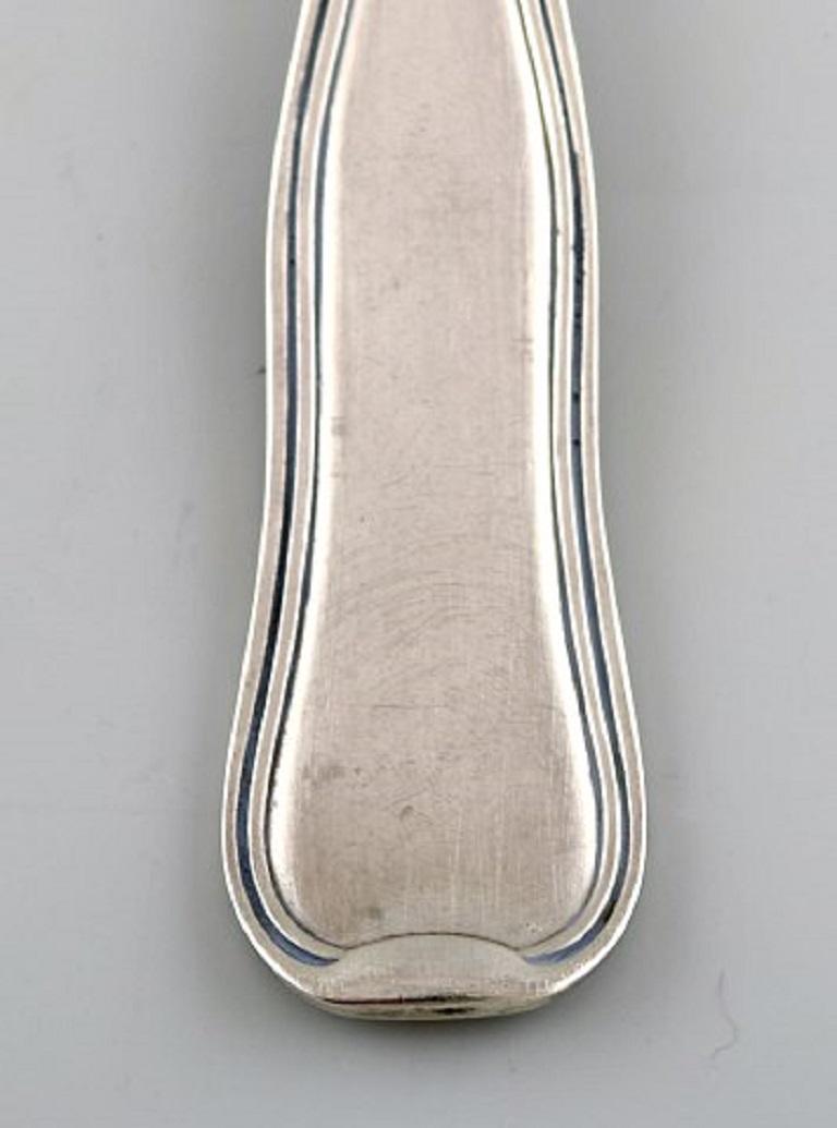 Scandinavian Modern Georg Jensen Old Danish Lunch Fork in Sterling Silver and Stainless Steel, 3 Pcs For Sale
