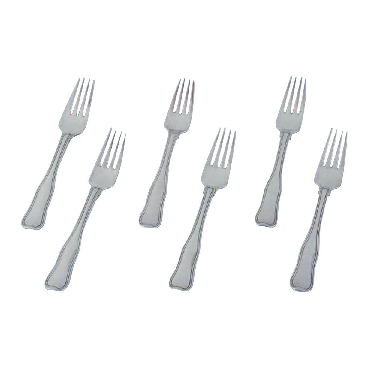 Old Danish, Satz von sechs Tafelgabeln aus Sterlingsilber von Georg Jensen.