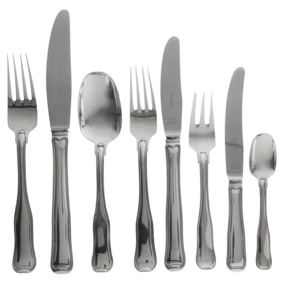 Georg Jensen Old Danish Sterling Silverware Set for 12, 1947