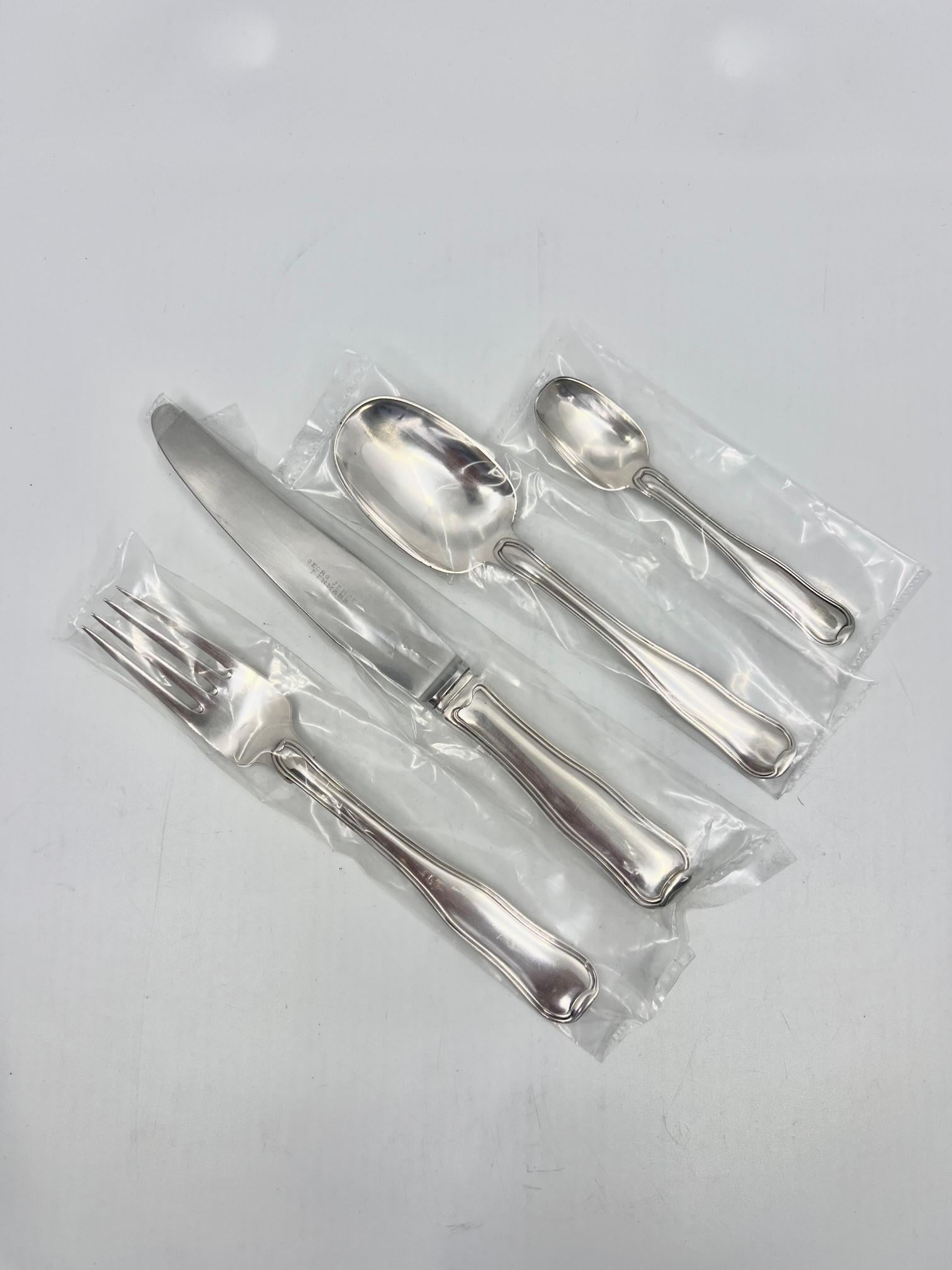 Georg Jensen Old Danish Sterling Silverware Set for 12 In Excellent Condition For Sale In Hellerup, DK