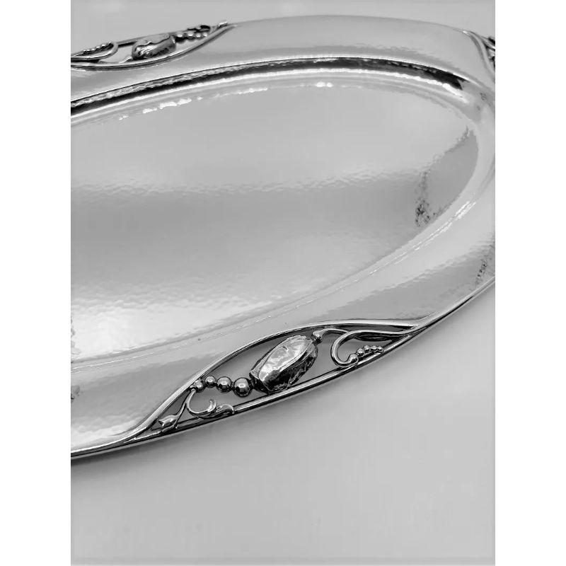 Polished Georg Jensen Oval Blossom Tray 2AA For Sale