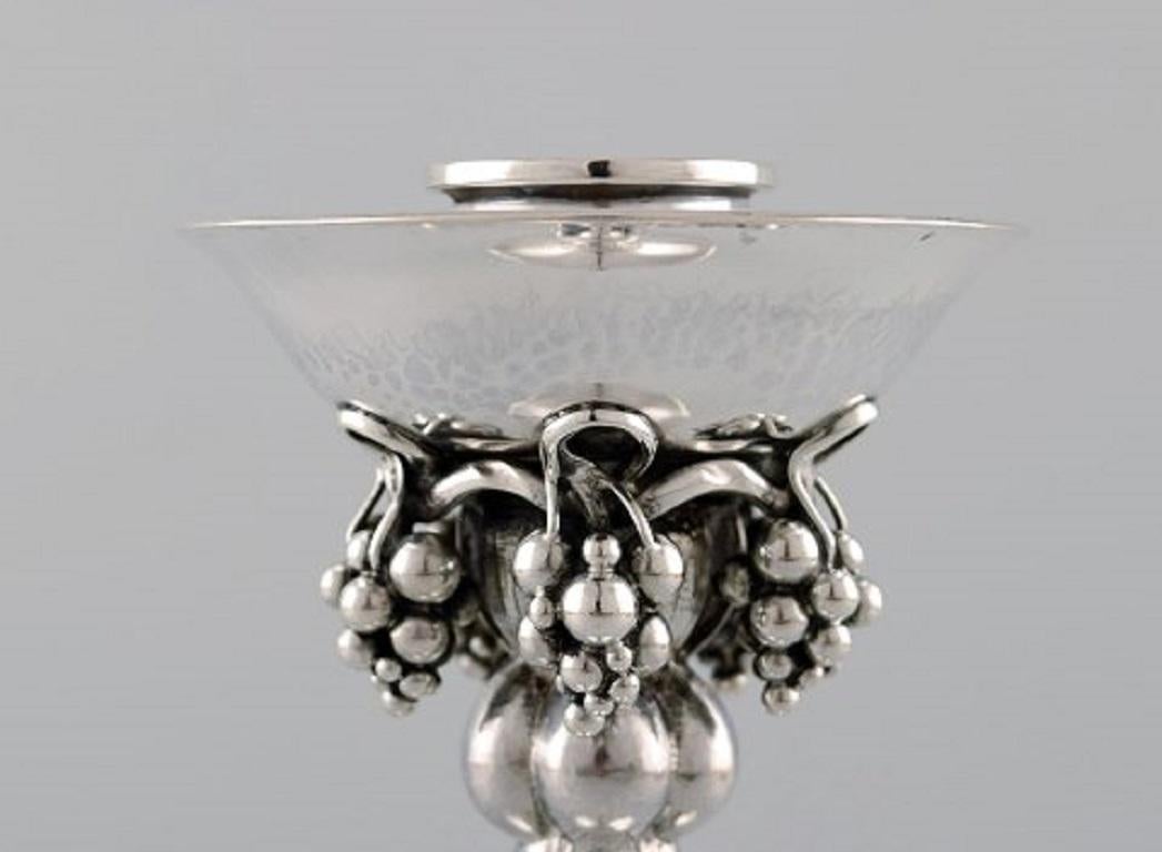 Art Nouveau Georg Jensen, Pair of Candlesticks Hammered Sterling Silver