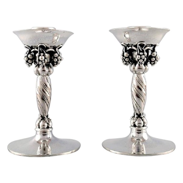 Jensen, Pair of Candlesticks Hammered Sterling Silver at 1stDibs