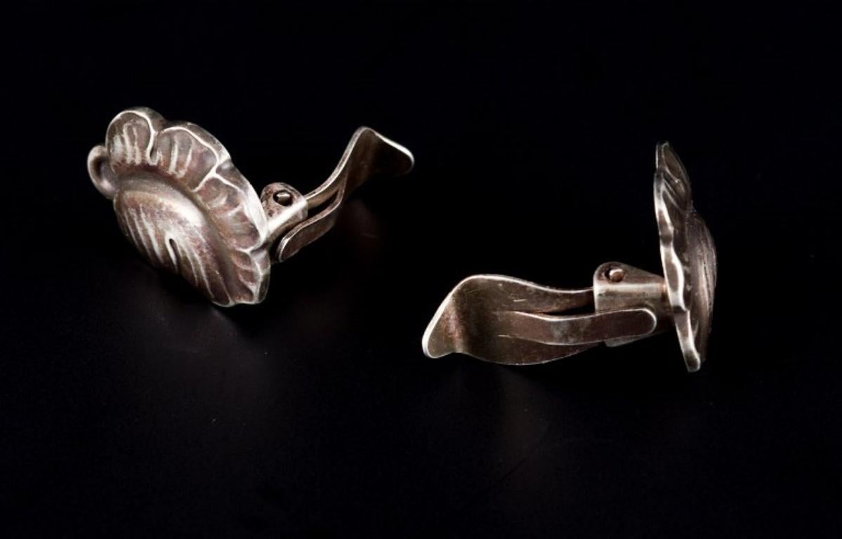 Women's Georg Jensen, pair of ear clips in sterling silver. Model number 50B. For Sale